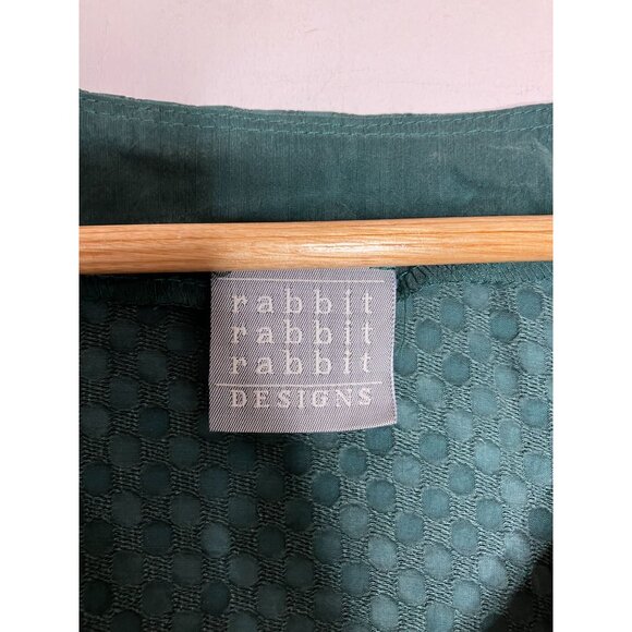 Vintage 90's Rabbit Rabbit Rabbit Womens Size 16 Large Green Textured Dot Blouse - Picture 6 of 9